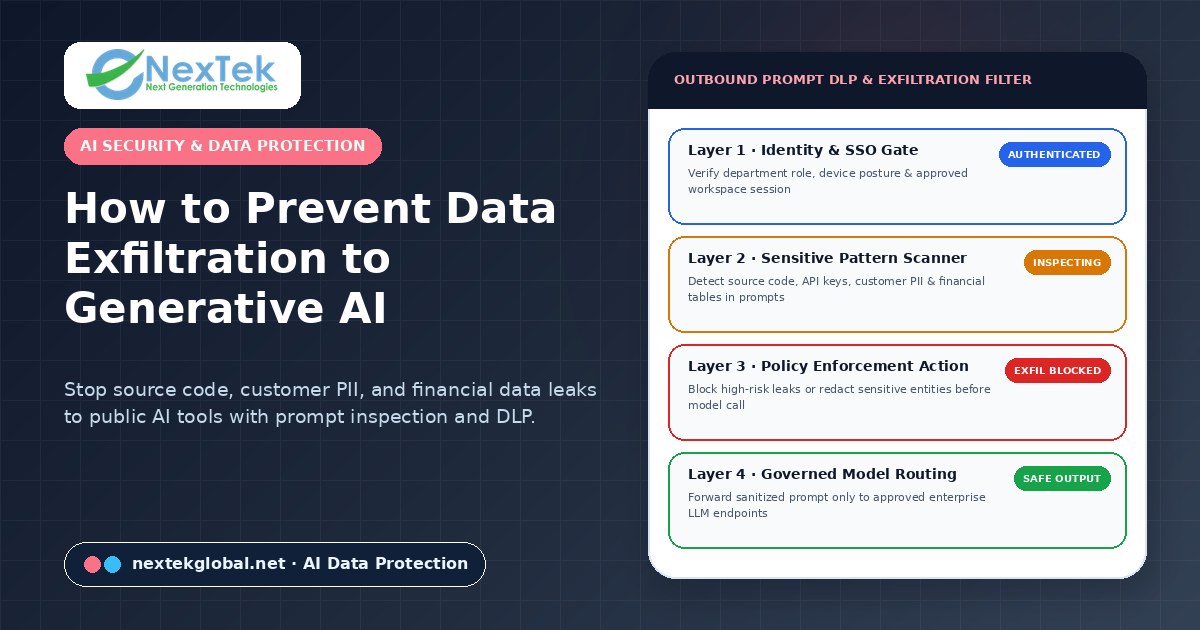 How to Prevent Data Exfiltration to Generative AI — Prevent data exfiltration to generative AI | Nextek Global